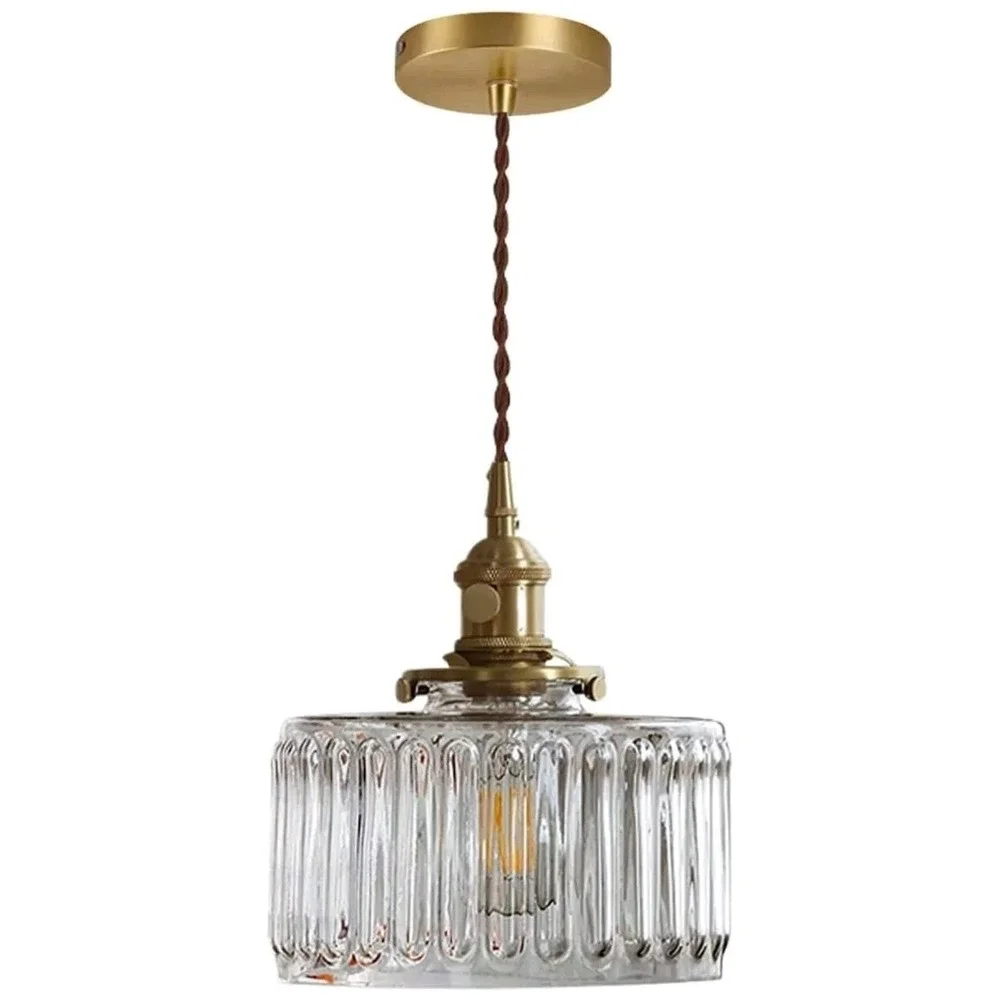 Hanging Glass Pendant Light Brass Lighting Dining Lamps Chandelier Green Clear